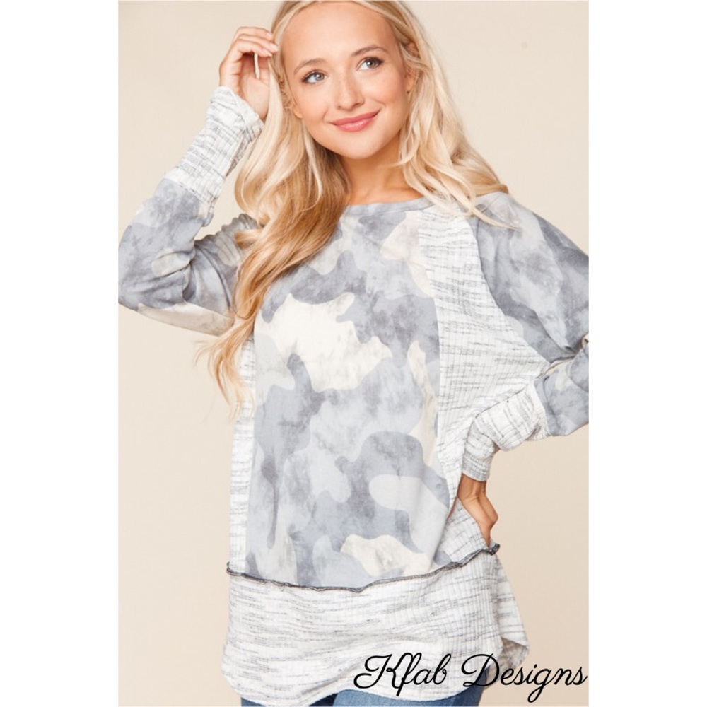 ❤️LAST 1! French Terry Soft Two Tone Camo Top! - Picture 2 of 8